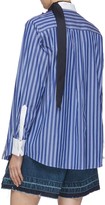 Thumbnail for your product : Sacai Sheer Panel Stripe Cotton Poplin Shirt