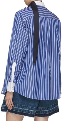 Sacai Sheer Panel Stripe Cotton Poplin Shirt