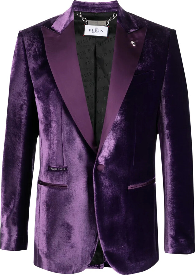 Philipp Plein Single-Breasted Velvet Blazer