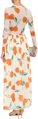 Ganni Tilden Crossover Floral-print Mesh Maxi Dress