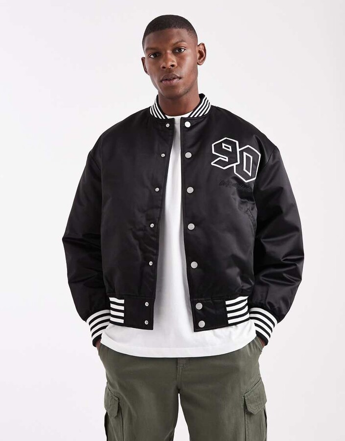 Jack and Jones varsity bomber jacket in black