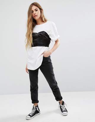 Reclaimed Vintage Oversized T-Shirt With Corset Detail