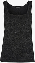 Thumbnail for your product : Whistles Womens Black Women's Black quare-Neck Metallic-Knit Top, ize: