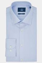 Thumbnail for your product : Moss Bros Slim Fit Sky Single Cuff Textured Stripe Shirt