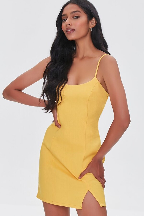 mustard bodycon dress
