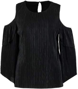 Banana Republic PLEATED COLD SHOULDER Long sleeved top black