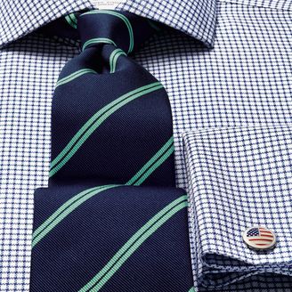 Charles Tyrwhitt Navy and green silk classic double stripe tie