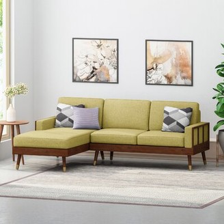 Corrigan Studio Caples 86.25" Wide Left Hand Facing Modular Sofa & Chaise Upholstery Color: Chartreuse