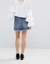 Thumbnail for your product : Glamorous Petite Denim Mini Skirt With Embroidery
