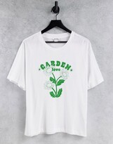 Thumbnail for your product : Monki Tovi organic cotton garden print t-shirt in white