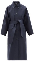 Thumbnail for your product : Kassl Editions Press-stud Belted Cotton-blend Raincoat - Navy