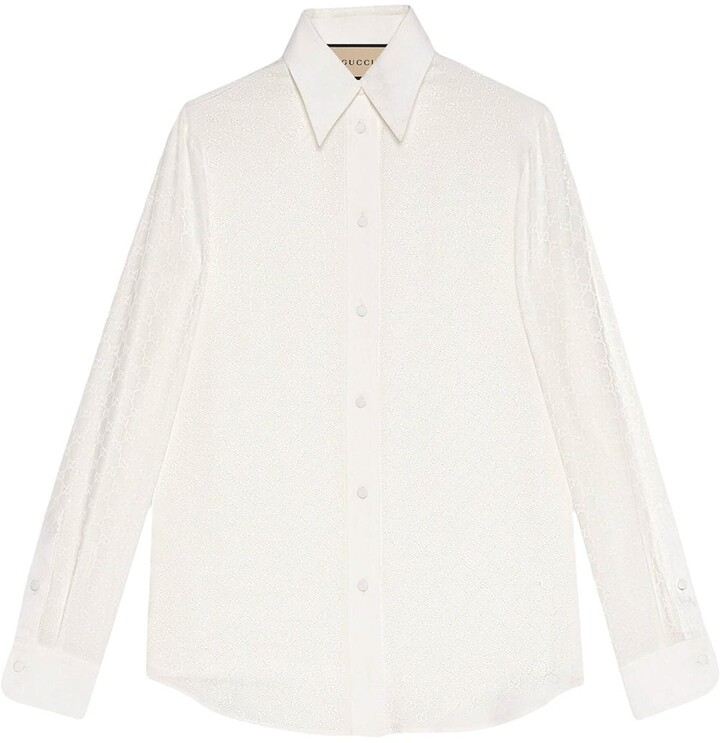 Gucci GG crepe de Chine shirt - ShopStyle Long Sleeve Tops