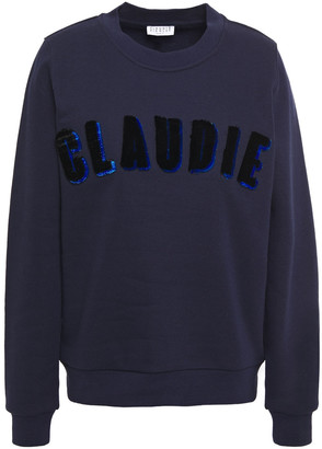 Claudie Pierlot Flocked Cotton-blend Fleece Sweatshirt