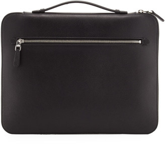 Dunhill Cadogan Leather Zip Laptop Folio Case, Black