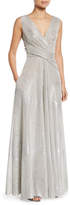 Thumbnail for your product : Talbot Runhof V-Neck Sleeveless A-Line Metallic Evening Gown