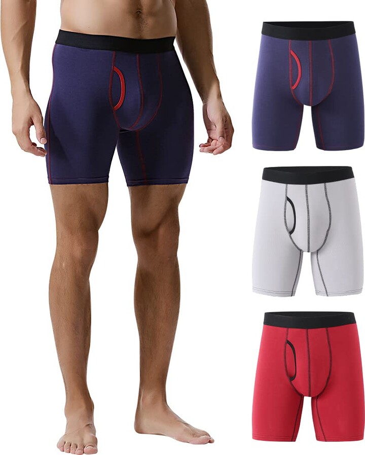 DODOMIAN Men's Boxer Shorts Long Leg Cotton Underwear for Men Long