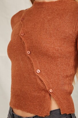 Forever 21 Women's Diagonal Button-Up Sweater in Rust Small - ShopStyle