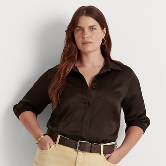 Lauren Woman Ralph Lauren Satin Charmeuse Shirt - ShopStyle Plus Size Tops