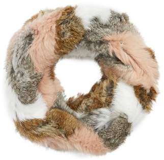 Jocelyn Chevron Genuine Rabbit Fur Infinity Scarf