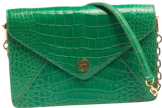 Tory Burch Green Alligator Embossed Leather Robinson Chain Clutch -  ShopStyle