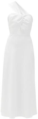 Racil Tangier One-shoulder Twist-front Crepe Midi Dress - Ivory