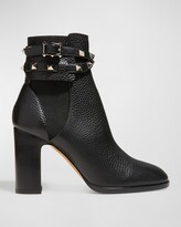 Thumbnail for your product : Valentino Garavani Rockstud Buckle-Wrap Ankle Booties