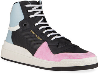 pink and black high tops