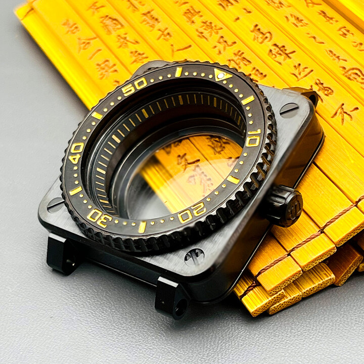 Black SKX007 Square NH35 Watch Cases Fits NH35 NH36 7S26 6R Movement Seiko SKX007 Style Pilots cockpit Diving Watch Case