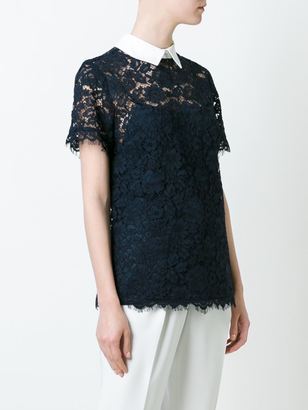 MICHAEL Michael Kors short sleeve lace blouse - women - Cotton/Nylon/Polyester/Viscose - XS