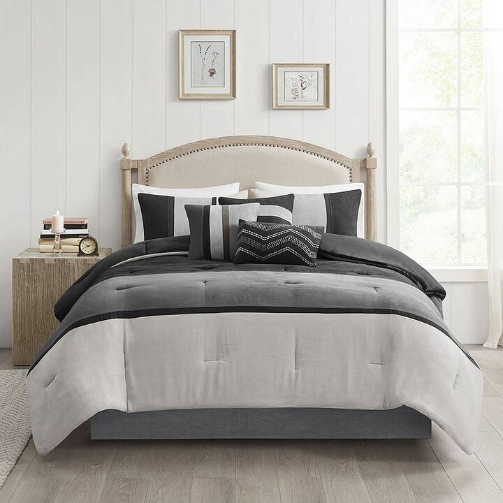 Madison Home USA Hanover 7-piece Faux Suede Comforter Set with Throw Pillows
