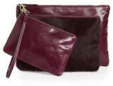 Thumbnail for your product : Hobo Triad 3-Pack Zip Top Leather & Genuine Calf Hair Travel Pouches