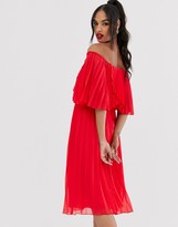 Thumbnail for your product : ASOS DESIGN DESIGN pleated bandeau midi dress with double layer