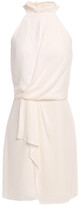 Thumbnail for your product : Halston Harlow Bow-detailed Draped Crepe De Chine Mini Dress