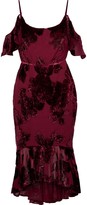 Thumbnail for your product : Marchesa Notte Cold-shoulder Ruffle-trimmed Devore-chiffon Dress