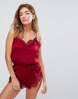 Thumbnail for your product : Glamorous Oxblood Lace Insert Playsuit