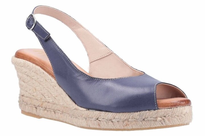 navy sling back wedges