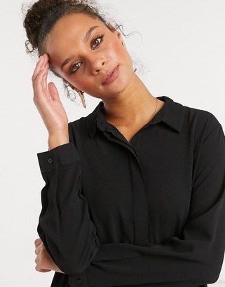 JDY shirt dress with tiered hem in black