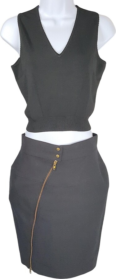 Azzedine Alaïa Alaia S/s1986 Princeoflines Blackset Knit & Triplebrasszipper Studded Skirt