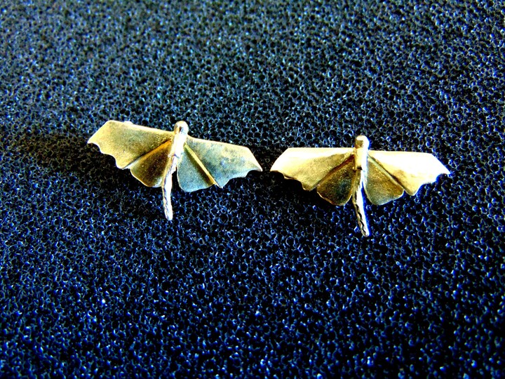 Etsy Solid Gold Dragonfly Earrings, Bug Stud Insect Quirky Formal Evening Nature Earrings