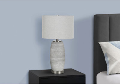 Hokku Designs Table Lamp Lighting Grey Ceramic Grey Shade Modern