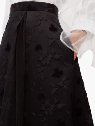 Noir Kei Ninomiya Side-slit A-line Floral-cloque Skirt - Womens - Black