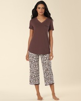 Thumbnail for your product : Soma Intimates Embraceable Cool Nights Short Sleeve V-Neck Pajama Tee Raisin Brown