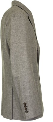Brunello Cucinelli Wool And Cashmere Knit Effect Diagonal Twill Deconstructed Blazer With Patch Pockets