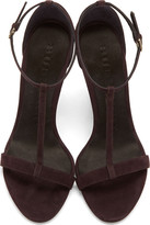 Thumbnail for your product : Burberry Aubergine Suede Leyburn Wedge Sandals