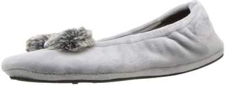 Dearfoams Women's Velour Ballerina Style Slipper - Plush Frosted Pile Bow and Sock Slipper with Memory Foam Insole