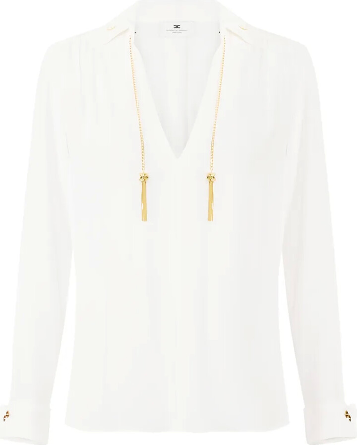 Elisabetta Franchi Jewelled Tassel Blouse