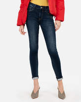 Thumbnail for your product : Express Petite Mid Rise Dark Wash Fleece Stretch Jean Leggings