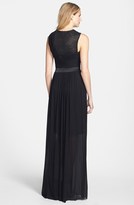 Thumbnail for your product : Vera Wang Embellished Yoke Ruched Jersey Gown