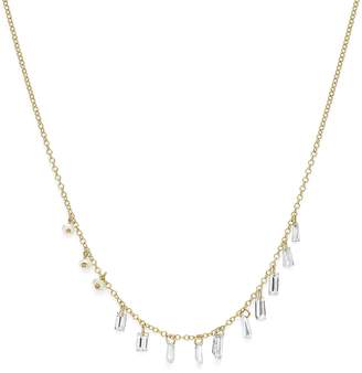 Meira T 14K White Gold Necklace with Drilled Diamond Charms, 16