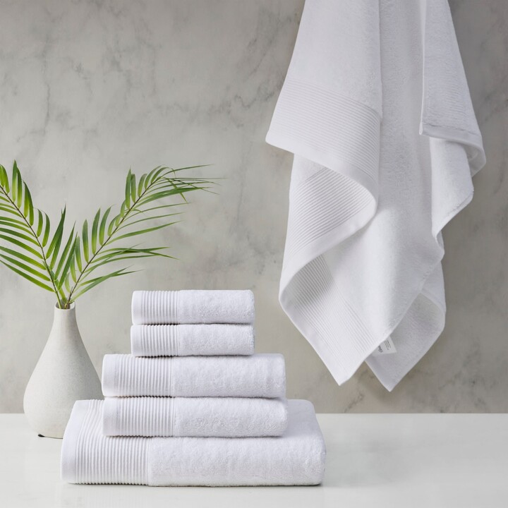 Sapphire Resort White Cotton Plush Bath Towel Set - 6 Piece (Spa Check  Textured) in the Bathroom Towels department at